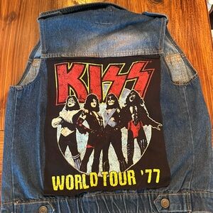 Women’s Dolled Up jean vest with studded pocket and Kiss ‘77 patch on the back